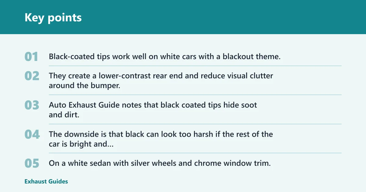 Key points: Is black or polished exhaust tip better on white paint?