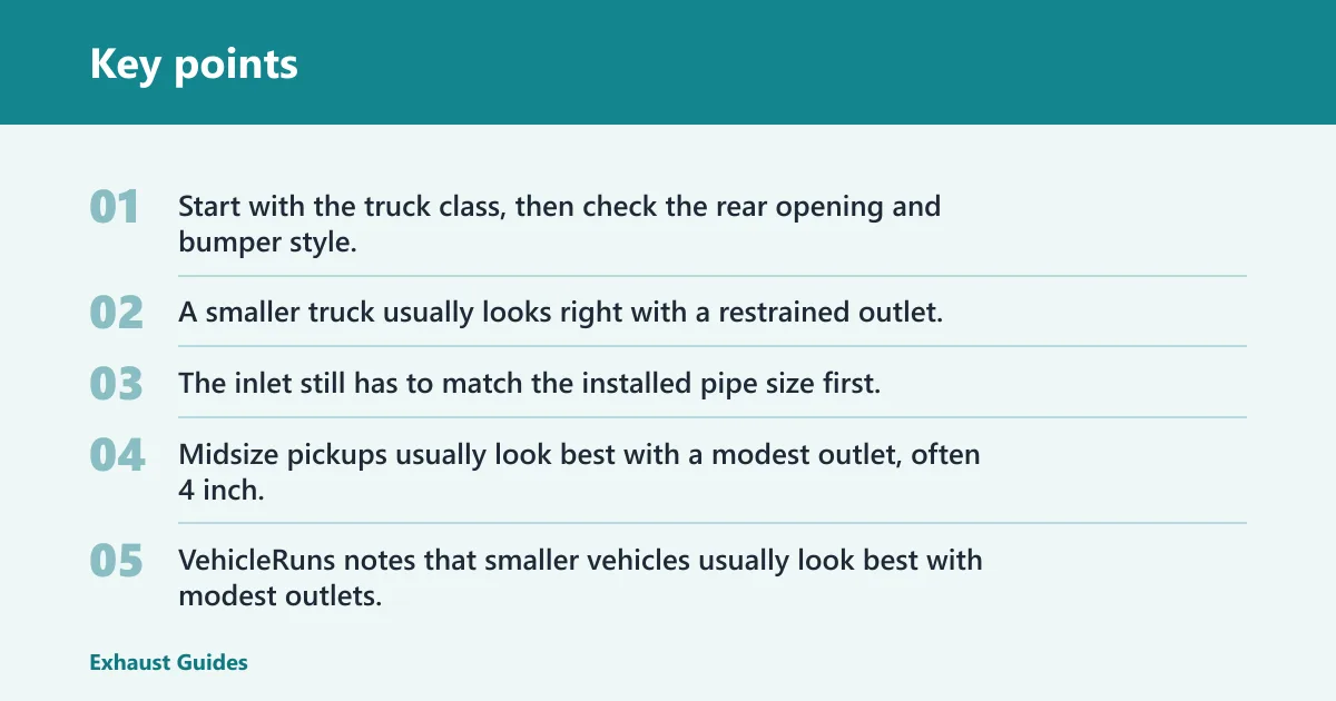 Key points: Pickup tip sizing matrix